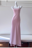 Niulatu Square Neck Sheath Wedding Guest Dresses Chiffon Pink Formal Dresses HZ1026