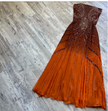 Niulatu Strapless Sheath Long Prom Dresses Beaded Chiffon Evening Dresses HZ1026