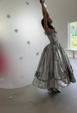 Niulatu Strapless Ball Gown Silver Long Prom Dresses Silver Formal Dresses HZ1026