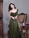 Niulatu Sheath Dark Green Long Prom Dresses, Dark Green Formal Dresses HZ1026