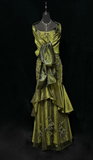 Niulatu Mermaid Spaghetti Strap Dark Green Long Prom Dresses Satin Beaded Evening Gowns Dark Green Formal Dresses HZ1026