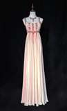 Niulatu Sheath Strap Pink Long Prom Dresses, Chiffon Beaded Evening Gowns Pink Formal Dresses HZ1026