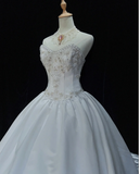 Niulatu Sweetheart Neck Ball Gown Sleeveless Long Wedding Dresses, Beaded White Bridal Gowns HZ1026