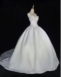 Niulatu Sweetheart Neck Ball Gown Sleeveless Long Wedding Dresses, Beaded White Bridal Gowns HZ1026