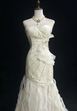 Niulatu Sweetheart Mermaid Sleeveless Long Wedding Dresses Beaded White Bridal Gowns HZ1026
