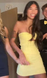 Niulatu Strapless Tight Short Prom Dresses Yellow Homecoming Dresses Cute Birthday Dresses HZ1026