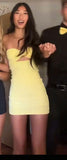 Niulatu Strapless Tight Short Prom Dresses Yellow Homecoming Dresses Cute Birthday Dresses HZ1026