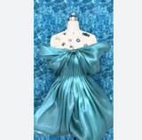 Niulatu Strapless A-Line Short Prom Dresses Satin Turquoise Homecoming Dresses HZ1026
