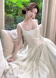 Niulatu Suqare Neck A-Line Formal Dresses White Birthday Dresses HZ1026