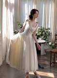 Niulatu Suqare Neck A-Line Formal Dresses White Birthday Dresses HZ1026