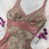 Niulatu Spaghetti Strap Sheath Short Prom Dresses Chiffon Applique Homecoming Dresses Dusty Pink Formal Dresses HZ1026