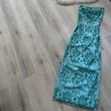 Niulatu Strapless Sheath Long Prom Dresses , Chiffon Sequins Blue Formal Dresses HZ1026