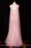 Niulatu Strapless Mermaid Long Prom Dresses, Beaded Sequin Tulle Evening Gowns Pink Formal Dresses HZ1026
