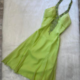 Niulatu Halter Sheath Short Prom Dresses, Chiffon Green Homecoming Dresses Birthday Dresses HZ1026