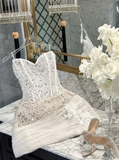 Niulatu Strapless Bodycon Homecoming Dresses White Short Prom Dresses, Sequined Tulle Birthday Dresses HZ1026