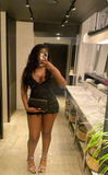 Niulatu V-neck Tight Homecoming Dresses Black Short Prom Dresses Tassel Birthday Dresses HZ1026