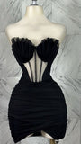 Niulatu Sweetheart Bodycon Homecoming Dresses Tulle Short Prom Dresses Black Birthday Dresses HZ1026