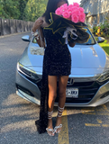 Niulatu Strapless Bodycon Homecoming Dresses Sequined Short Prom Dresses Black Birthday Dresses HZ1026