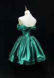 Niulatu Off-the-shoulder A-Line Short Prom Dresses Satin Green Homecoming Dresses HZ1026