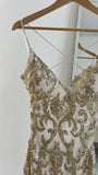 Niulatu Spaghetti Strap Sheath Short Prom Dresses Sequined Backless Birthday Dresses Gold Sleeveless Homecoming Dresses HZ1026