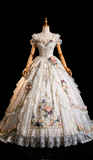 Niulatu Square Neck Ball Gown Lace Applique Birthday Dresses Applique Prom Dresses Long Lolita Dresses HZ1026