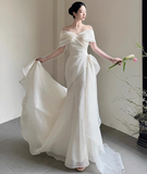 Niulatu Off-the-shoulder Mermaid Wedding Dresses Tulle White Bridal Gowns Simple Bridal Dresses HZ1026
