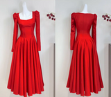 Niulatu A-Line Formal Dresses Burgundy Birthday Dresses Long Sleeves Guest Dresses HZ1026