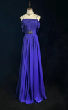 Niulatu Sheath Royal Blue Formal Dresses Spaghetti Straps Guest Dresses Chiffon Long Prom Dresses HZ1026