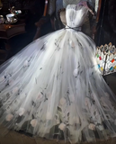 Niulatu Spaghetti Strap A-Line Long Prom Dresses Tulle White Sweet 16 Dress HZ1026