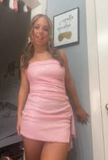 Niulatu Strapless Tight Short Prom Dresses Pink Birthday Dresses Sequins Sparkly Homecoming Dresses HZ1026