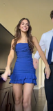 Niulatu Strapless Short Prom Dresses Blue Birthday Dresses Satin Ruffle Tight Homecoming Dresses HZ1026