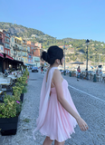 Niulatu Spaghetti Strap Sheath Short Prom Dresses Pink Birthday Dresses Pleated Homecoming Dresses HZ1026