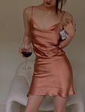 Niulatu Spaghetti Strap Sheath Short Prom Dresses Satin Birthday Dresses Homecoming Dresses HZ1026