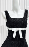 Niulatu Square Neck A-Line Short Prom Dresses Black Birthday Dresses Sequin Homecoming Dresses HZ1026
