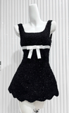 Niulatu Square Neck A-Line Short Prom Dresses Black Birthday Dresses Sequin Homecoming Dresses HZ1026