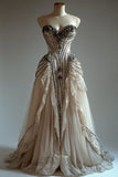 Niulatu Sweetheart Neck Ball Gown Tulle Long Prom Dresses Lace Beading Sweet 16 Dresses HZ1026