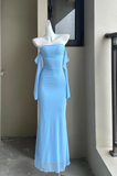 Niulatu Off-the-shoulder Bodycon Long Prom Dresses Chiffon Black Formal Dresses HZ1026