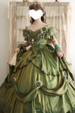 Niulatu V-neck A-Line Short Prom Dresses Lace Satin Birthday Dresses Green Lolita Dress HZ1026