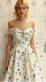 Niulatu Strapless A-Line Short Prom Dresses Floral Chiffon Guest Dresses Sleeveless Birthday Dresses HZ1026
