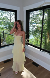 Niulatu Sheath Long Prom Dresses, Chiffon Butter Yellow Formal Dresses, Spaghetti Straps Birtdhay Dresses HZ1026