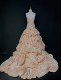 Niulatu Spaghetti Strap Ball Gown Long Prom Dresses Taffeta Blush Pink Quinceanera Dresses Sweet 16 Dress HZ1026