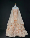 Niulatu Spaghetti Strap Ball Gown Long Prom Dresses Taffeta Blush Pink Quinceanera Dresses Sweet 16 Dress HZ1026