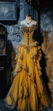 Niulatu Sweetheart Sheath Long Prom Dresses Yellow Quinceanera Dresses HZ1026