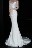 Niulatu Strapless Mermaid Long Wedding Dresses Chiffon Backless White Bridal Gowns HZ1026