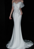 Niulatu Strapless Mermaid Long Wedding Dresses Chiffon Backless White Bridal Gowns HZ1026