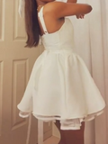 Niulatu A-line Homecoming Dressses White Short Prom Dresses Spaghetti Strap Birthday Dresses HZ1026