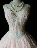 Niulatu V-neck A-Line Short Prom Dresses Sequin Tulle Pink Homecoming Dresses HZ1026