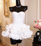 Niulatu Strapless Ball Gown White Birthday Dresses Sexy Christmas Dress HZ1026