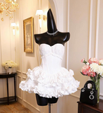 Niulatu Strapless Ball Gown White Birthday Dresses Sexy Christmas Dress HZ1026