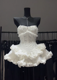 Niulatu Strapless Ball Gown White Birthday Dresses Sexy Christmas Dress HZ1026